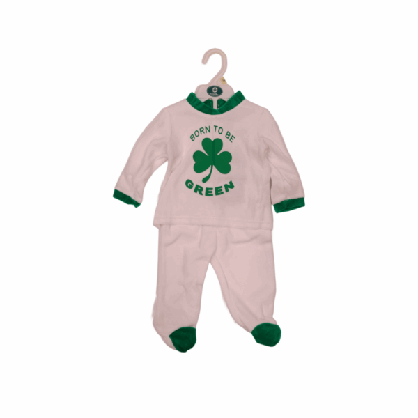 Baby 2pcs Outfit "Born to be Green" WHT - Velvet