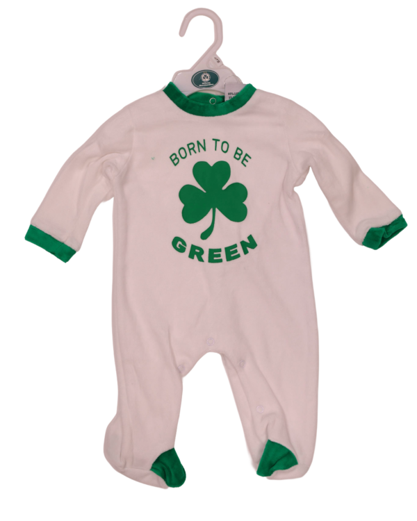 Βρεφικό κορμάκι "Born to be Green" Άσπρο - Βελούδο